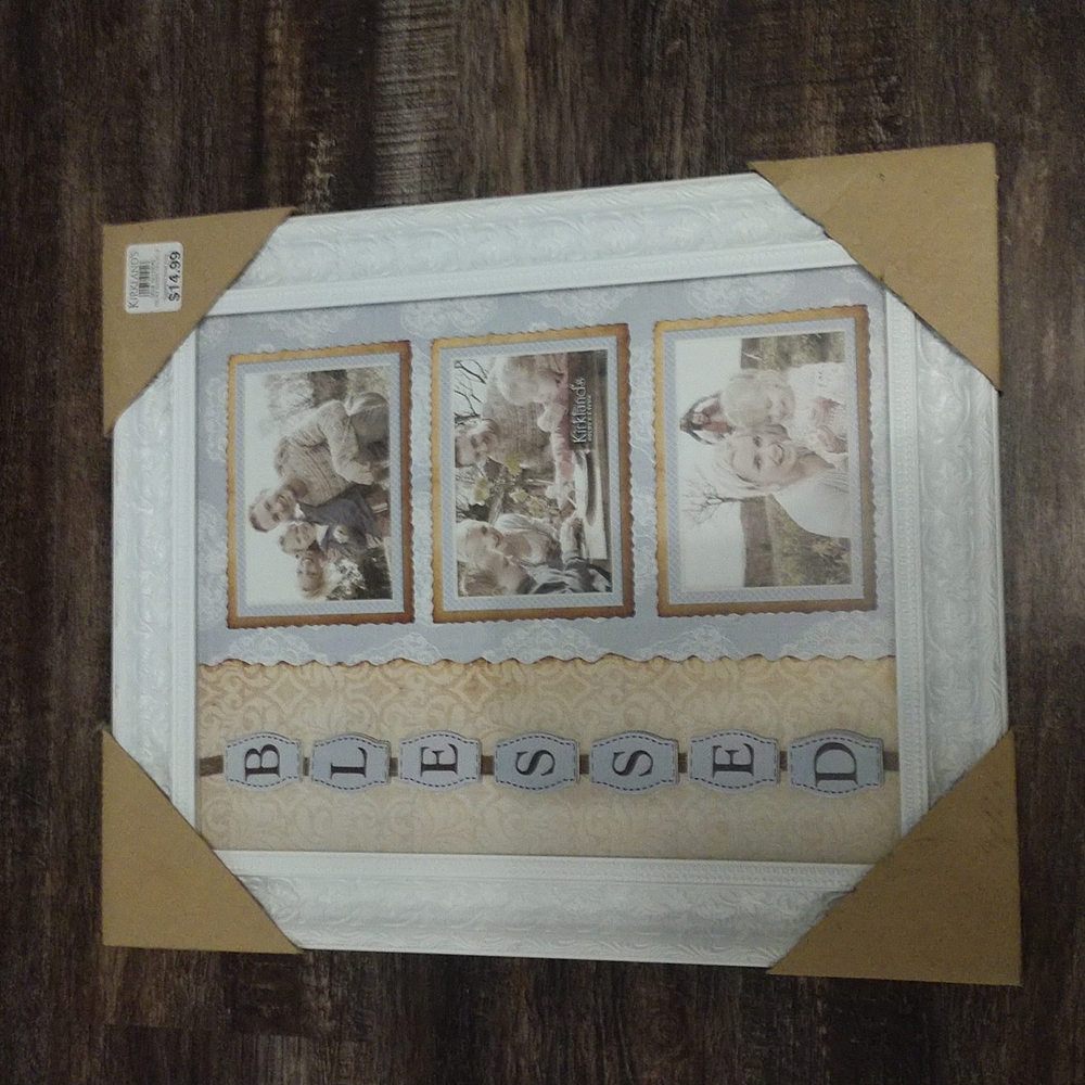 Kirklands Blessed photo frame, holds 3 3.5x5in photos